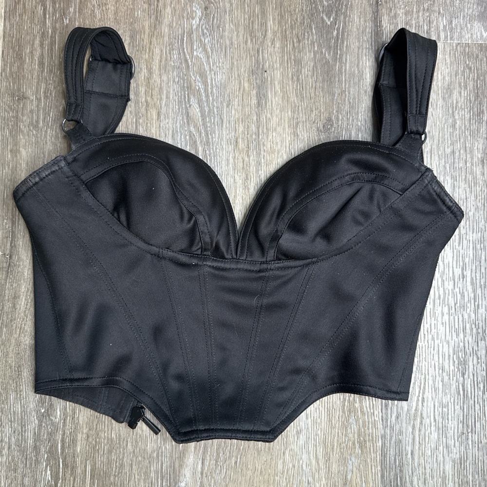 House of CB Black Satin Bustier Top